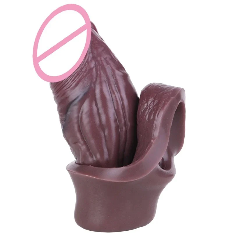 Adult Realistic Penis Sleeve Thick Cock Sleeve Closed Head Silicone Dildo Sheath Penis Enlargement Sex Toys for Men