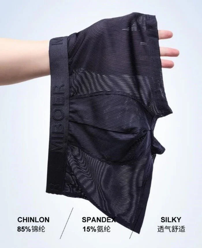 Stylish Men's Boxer Shorts Breathable Comfortable Durable Nylon Mesh Material Icy Feeling Seamless Sexy