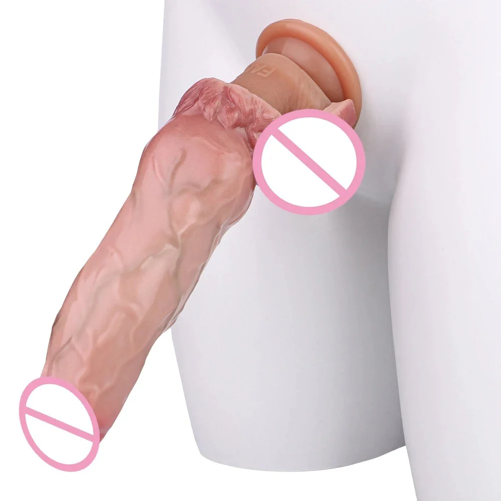 6inch Realistic Silicone Penis Sleeve Inner Wall Thread Design Penis Extension Sleeve Penis Enlargement Cock Sex Toy for Man