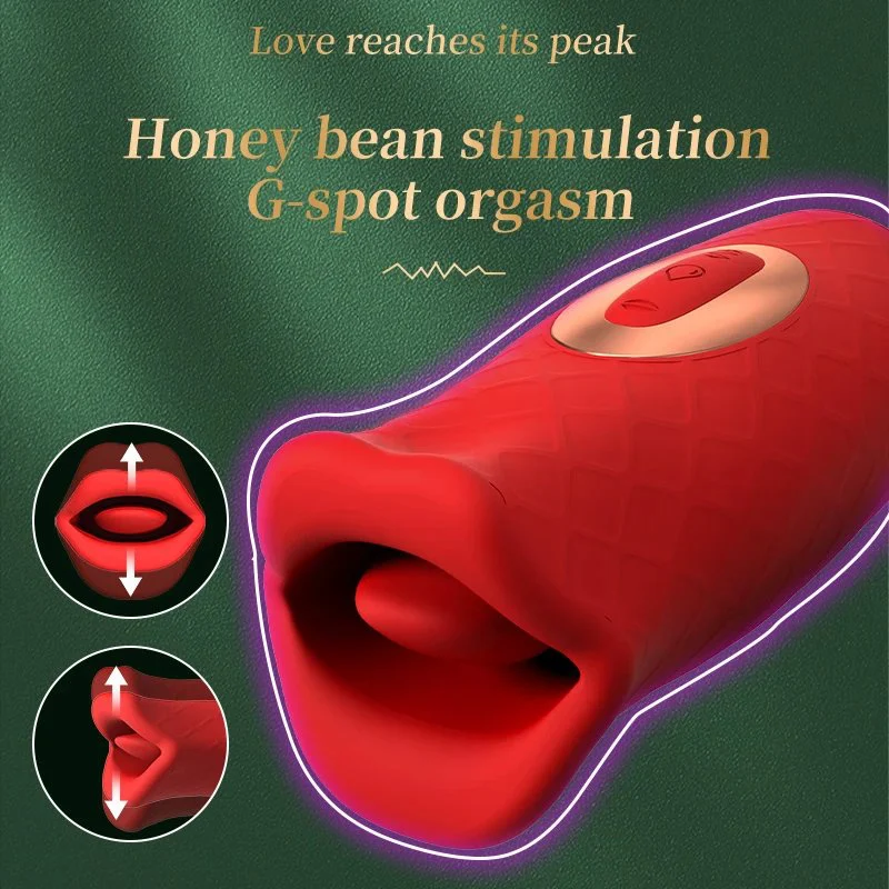 10-Speed Silicone Vibrator with 10 Modes Bite Mouth Licking Tongue Female Clit Nipple G-Spot Anal Stimulator