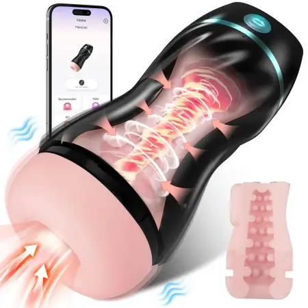 Automatic Male Masturbator Sex Toys - Sucking Male Masturbators Penis Pump with 3 Suction & 7 Vibrating & Heating Mens Sex Toy