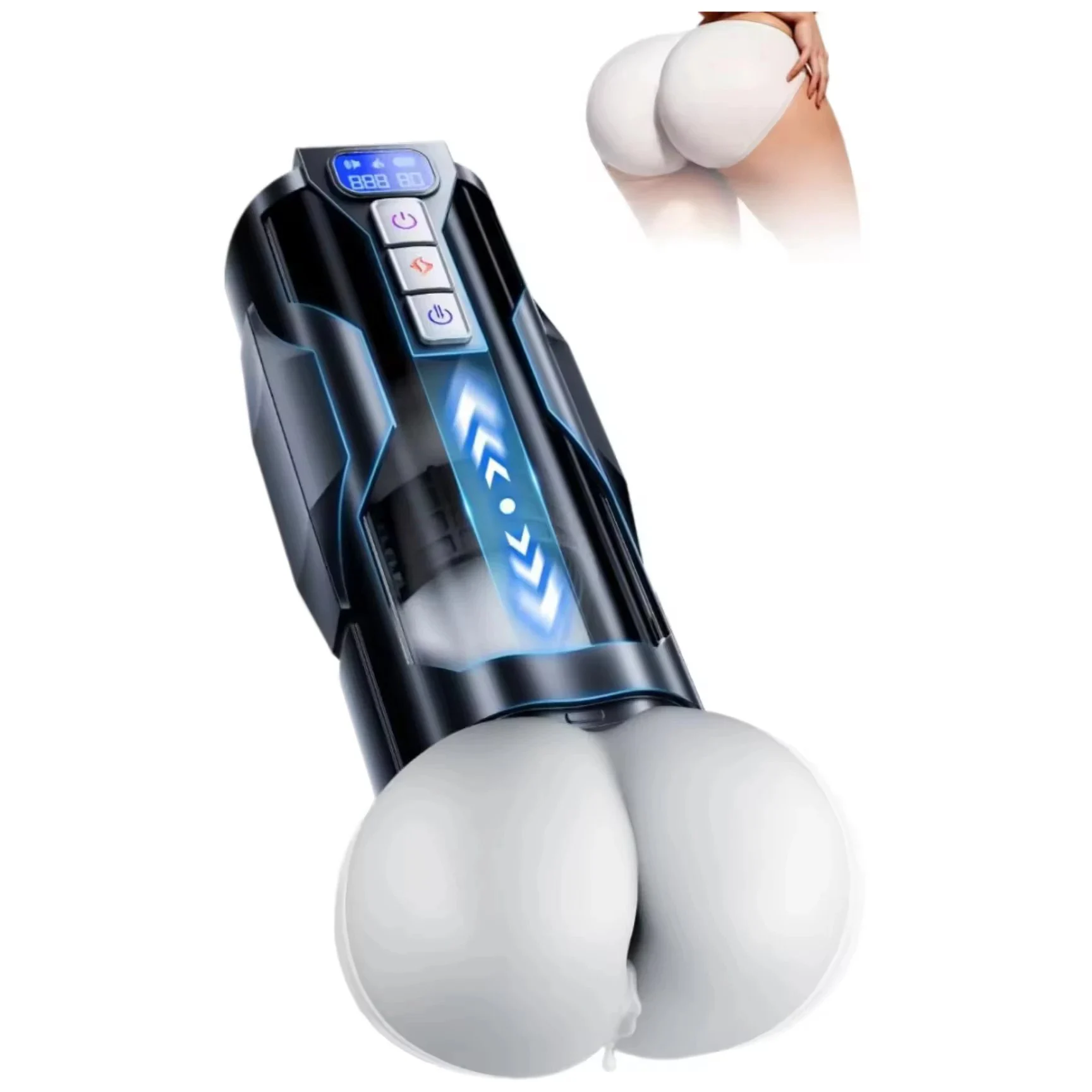 Automatic Male Sex Toys Realistic Ass Vagina 360° Heating 10 Vibration & 7 Thrusting Modes for Stroker, Pocket Pussy LCD Display