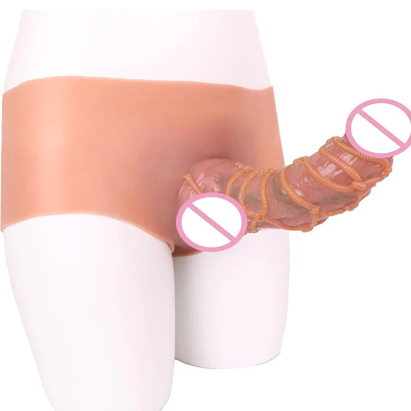 Realistic Hollow Strap on Dildo Silicone Penis Sleeve Pants Wearable Dildo for Men Extender Enlargement Adult Sex Toys