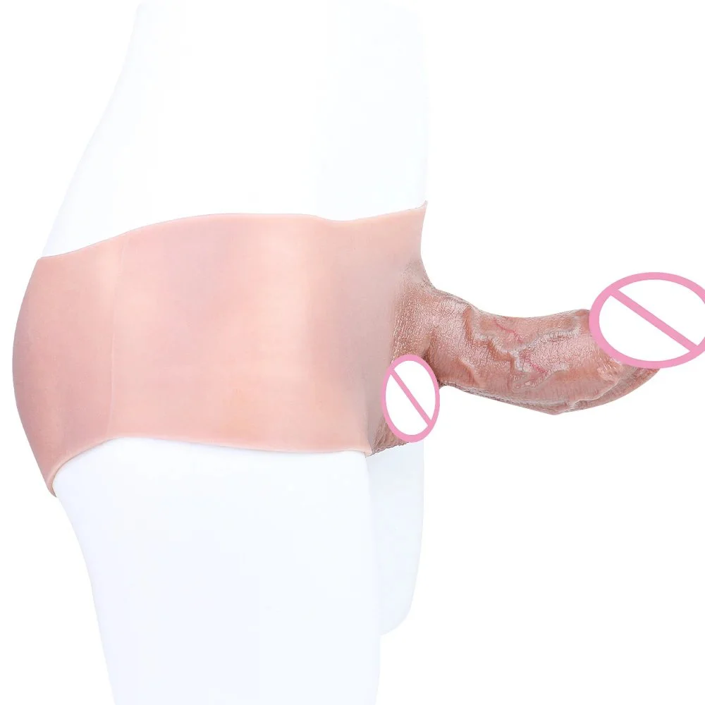 Realistic Hollow Strap-On Dildo Silicone Wearable Dildos Panties Cock Enlarger Sex Toy Reusable Penis Sleeve for Man &lesbian