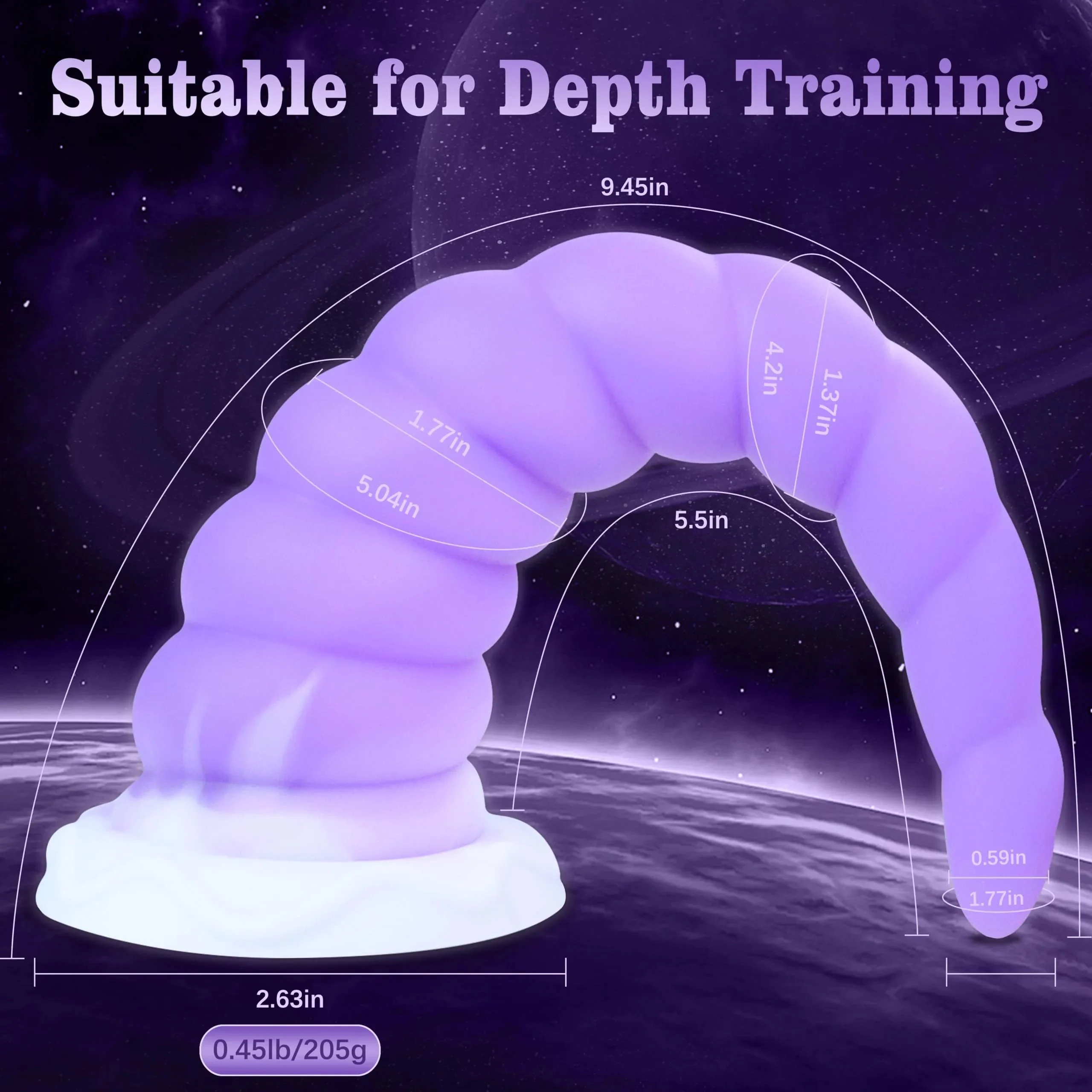 7.68in Silicone Anal Stretcher Spiral Butt Plug Soft Strong Suction Cup Hands-Free Waterproof Eco-Friendly Gelance Adult Toy for