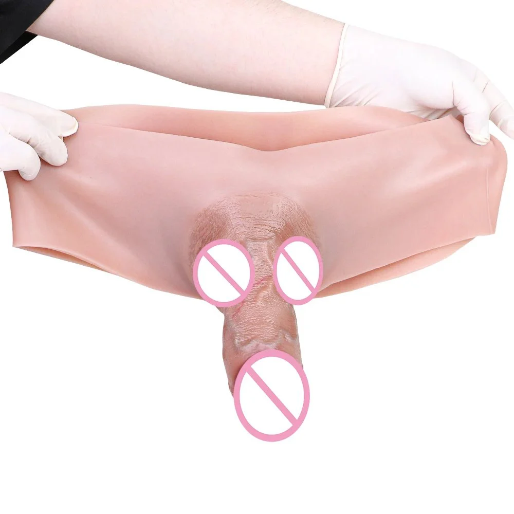 Realistic Hollow Strap-On Dildo Silicone Wearable Dildos Panties Cock Enlarger Sex Toy Reusable Penis Sleeve for Man &lesbian