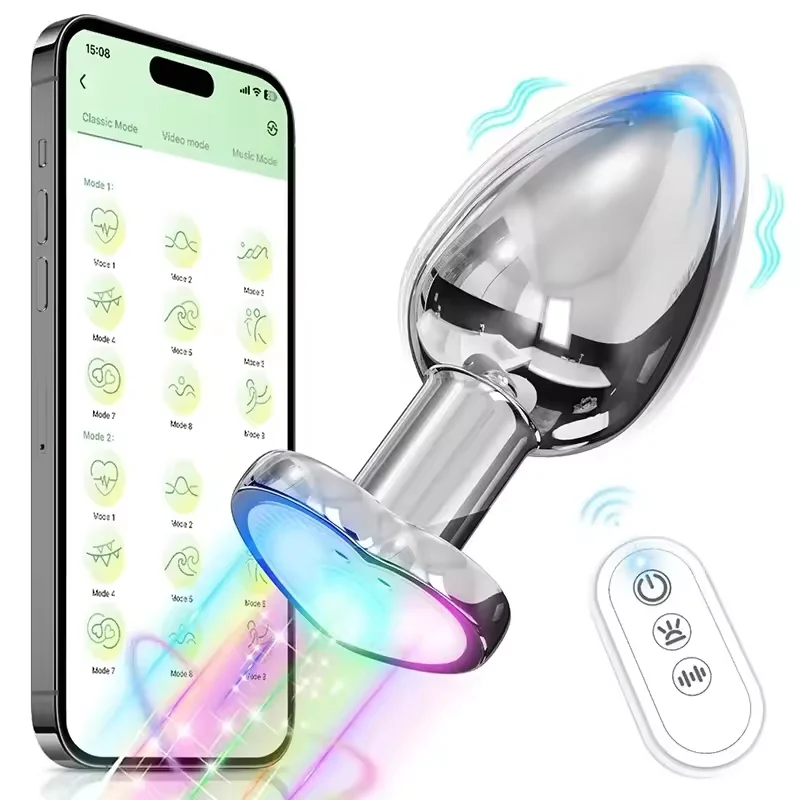Anal Beads Prostate Massager Luminous Vibrating Butt Plug App Remote Control Sex Toys for Men and Women