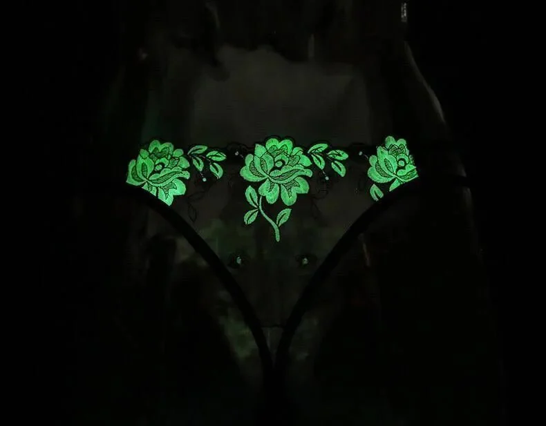Sex Appeal T-Back Thongs Erotic Transparent Lace Panties Sexy Underwear Luminous Sexy Lingerie