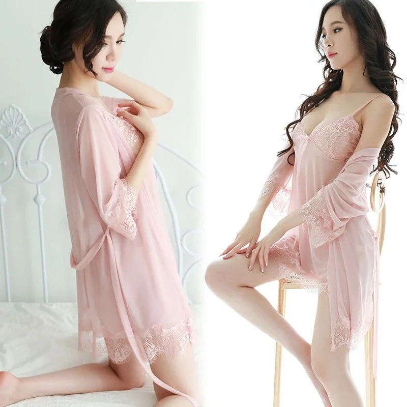 Sexy Lingerie Set Pure Desire Style Sling Lace Sheer Nightdress Women Seductive Sleepwear Nightgown Intimate Lingerie