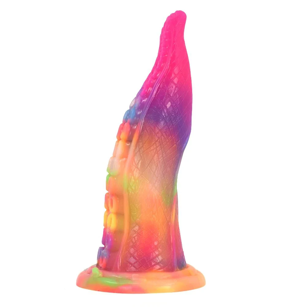 Newest Design Imitated Octopus Tentacles Fantasy Mixed Color Glow in the Dark Dildo Luminous Penis for Women