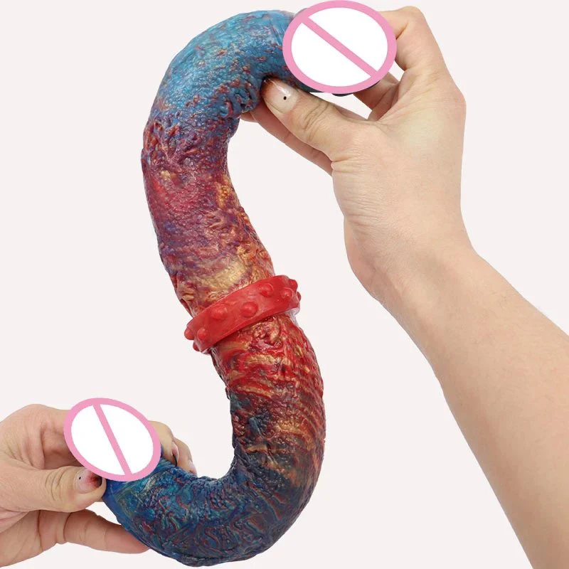 Streamer Color Double Heads Sex Toys Dildo Cock Penis Realistic Dildo Suction Cup Penis Soft Dildos