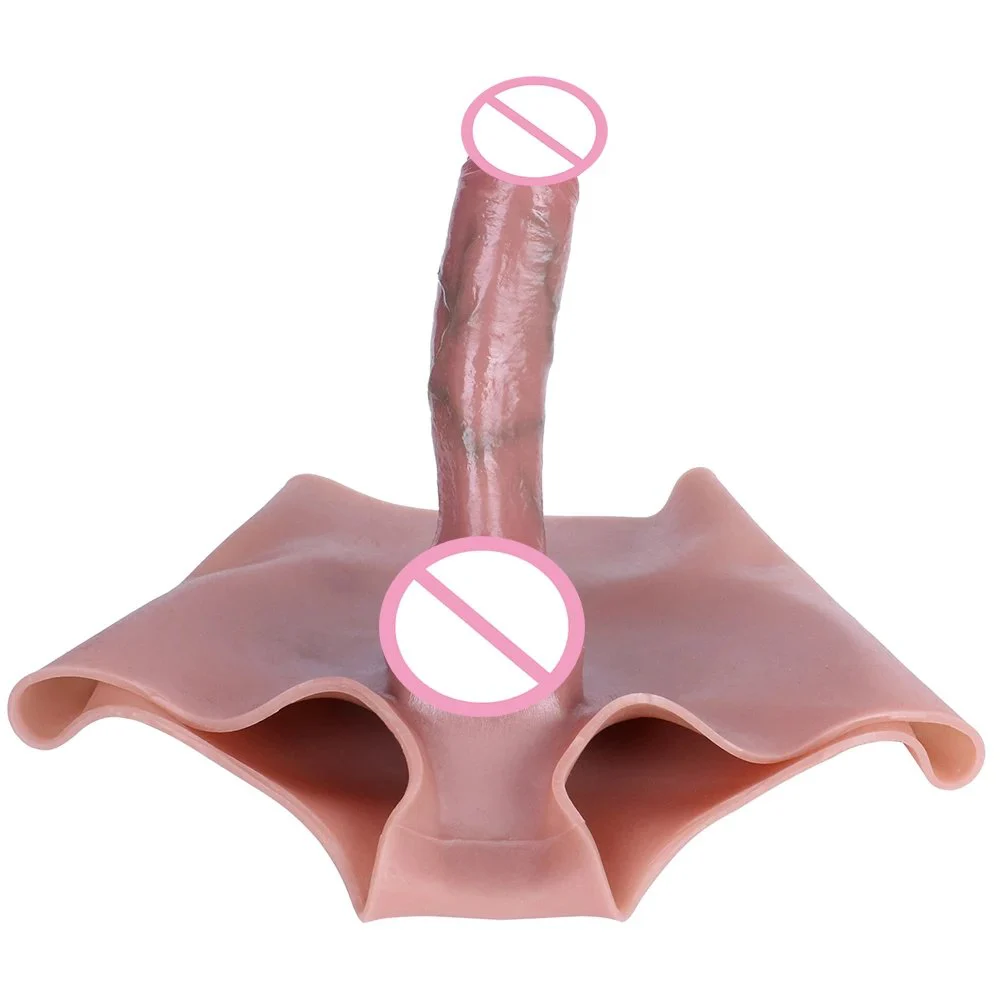 Silicone Skin Touch Simulated Hollow Penis Pants Penis Sleeve Penis Extension Pants Men Lesbian Wearable Adult Sex Products