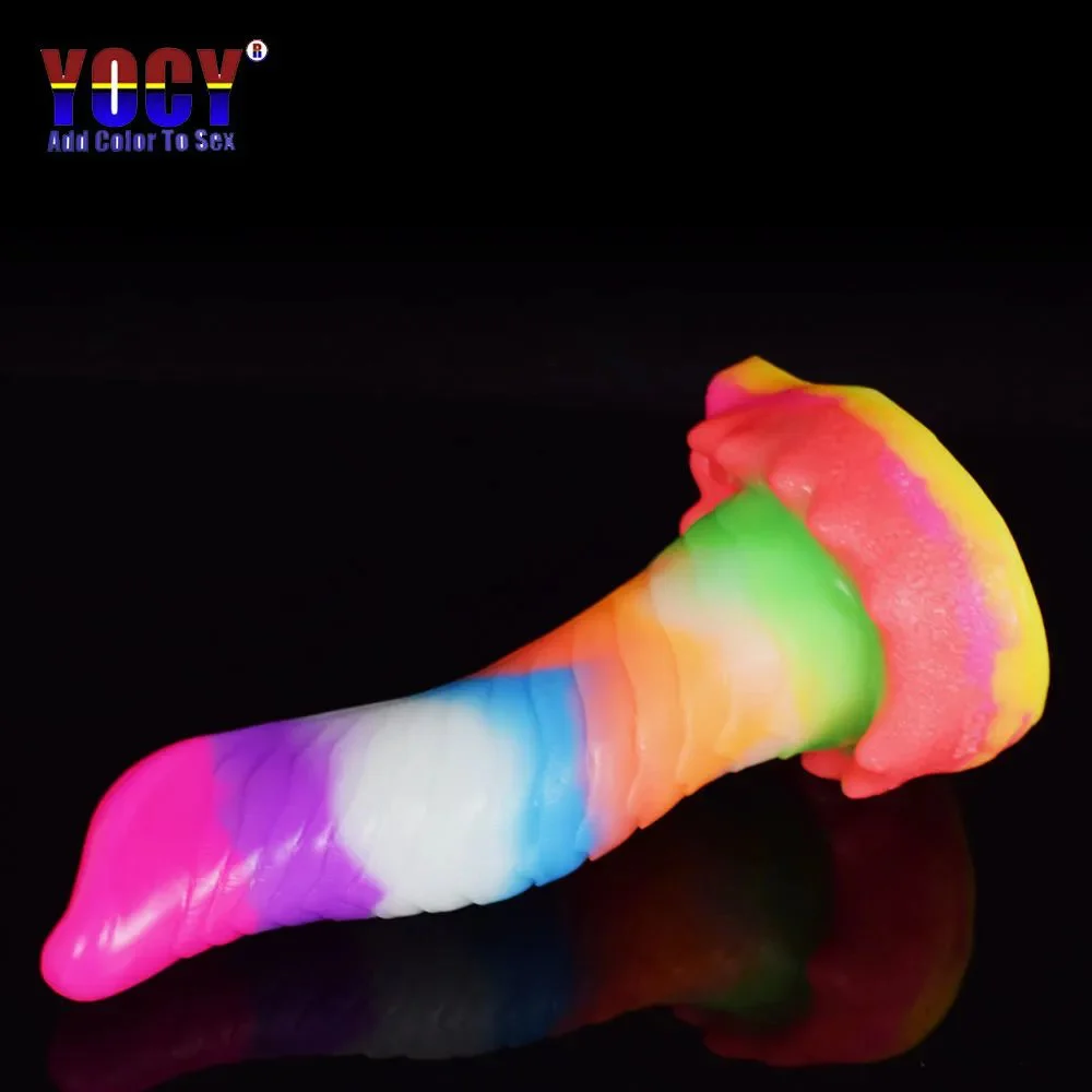 Style Luminous Sction Cup Anal Plug Soft Rubber Realistic Sex Toy for Male Female