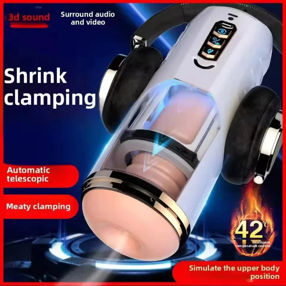 Automatic Voice Interaction Intelligence Aircraft Cup Adult Sex Toys Internal Expansion Clamp Suction Heating Masturbation Cup