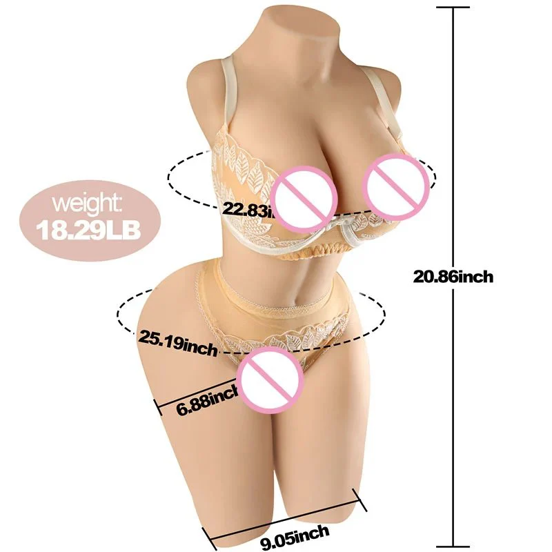 Adult Silicone Male Masturbator Sexy Half Body Torso Sex Doll Big Boob and Pussy Toy
