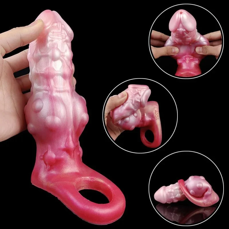 Big Knot Thick Penis Sleeves Sheath Cock Enlargement Fantasy Silicone Dick Sex Toy for Couples Bumpy G-Spot Stimulate