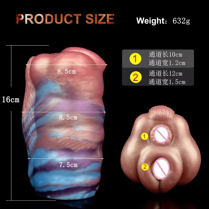 All Dual Channel Male Masturbator Soft Silicone Real Animal Vaginal and Anal Masturbation Doll Pocket Pussy Sex Toy for Men