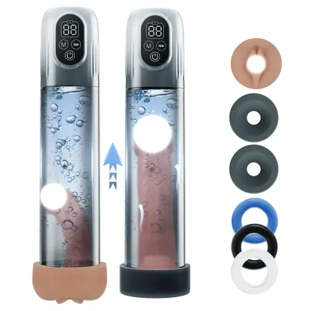 Electric Male Masturbator Water Penis Pump LCD Display Automatic Vacuum Hydro Pump Soft TPE Material Sex Toy