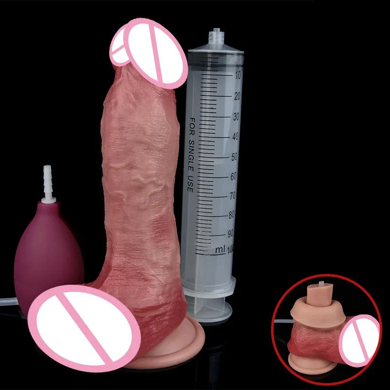 Suction Cup Penis-Shaped Masturbator with Water Jet Function Made of Silicone Material Designed for Female Self-Pleasure