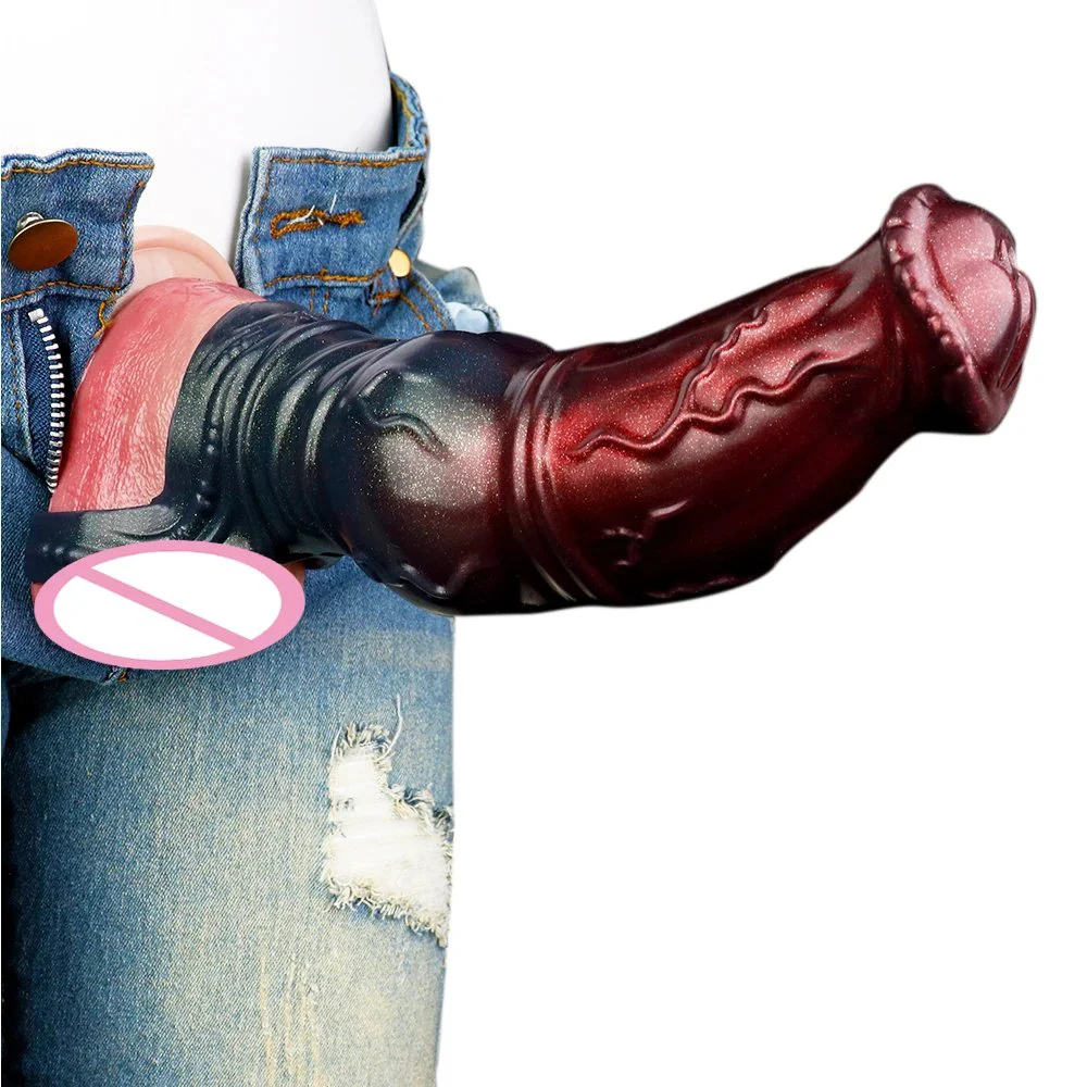 Black Samurai Closed-end Penis Sleeve Penis Enlargement Fantasy Monster Penis Sleeve Male Soft Dildo Sleeve Extender Toys