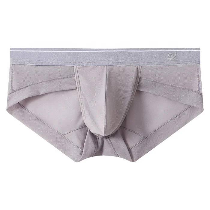 Men's Sexy Breathable Lingerie Classic Style Icy Silk Boxer Briefs Custom Made Logo Spandex Fabric Low-rise Print Pattern Adults
