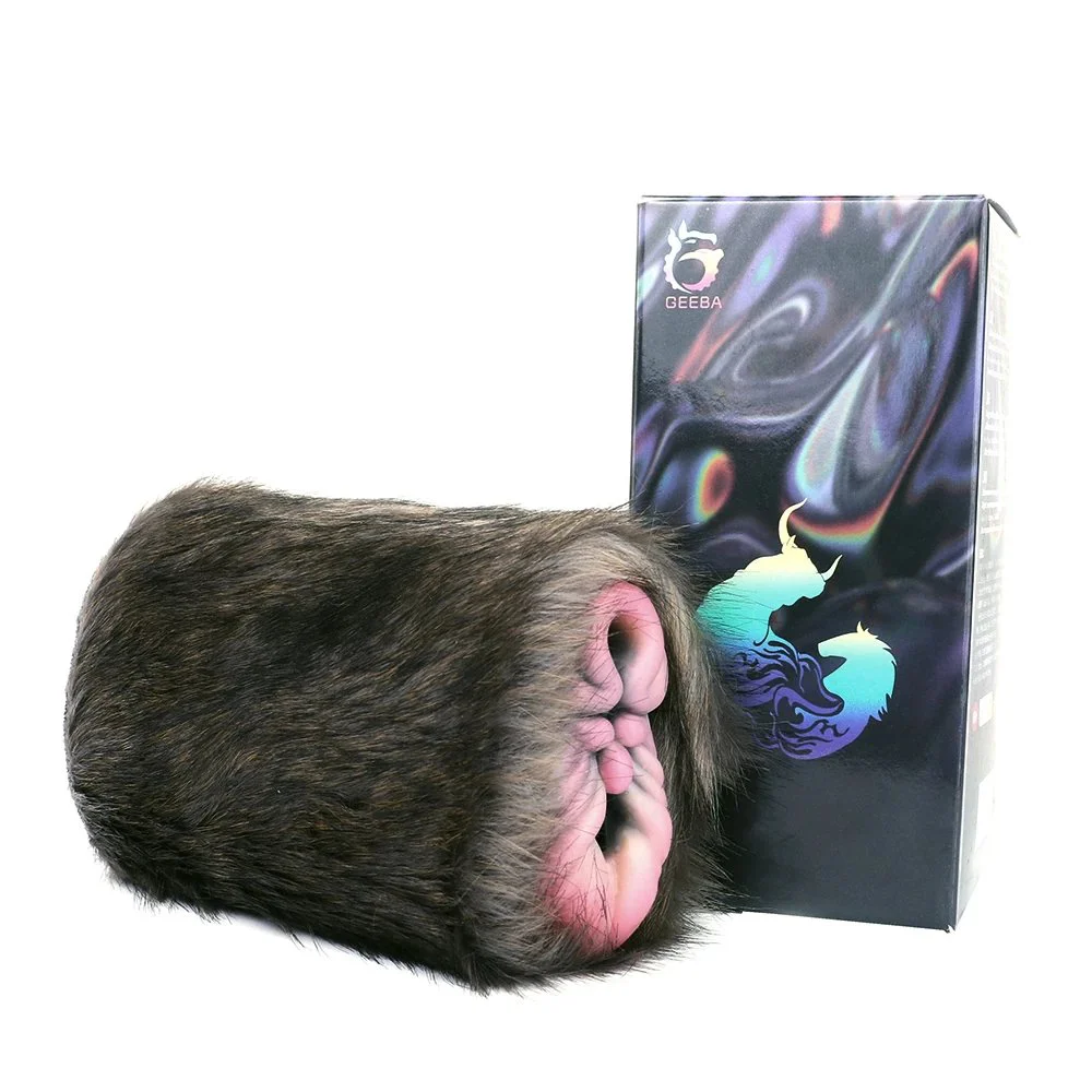 Dual Channel Male Masturbator in Fur Fantasy Furry Onahole Soft Silicone Sex Toy for Men Realistic Vagina Penis Exerciser