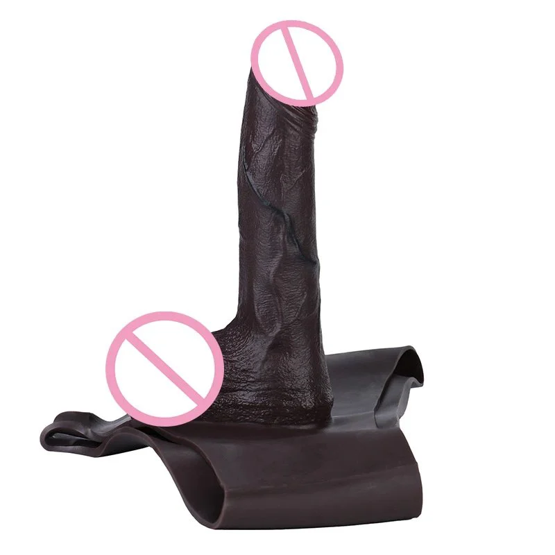 Strap-on Hollow Penis Extended-Length Penis Sleeve - Obsidian Black Model Male Enhancement Realistic Penis Sleeve