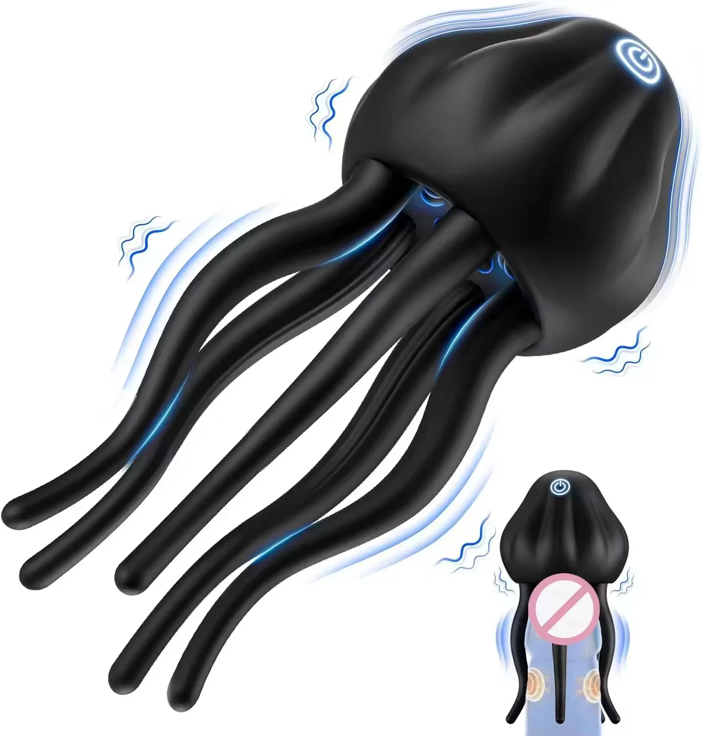 Jellyfish Glans Trainer Silicone Waterproof 10 Vibration Modes Real Touch Feeling Glans Stimulation Exercise Masturbator