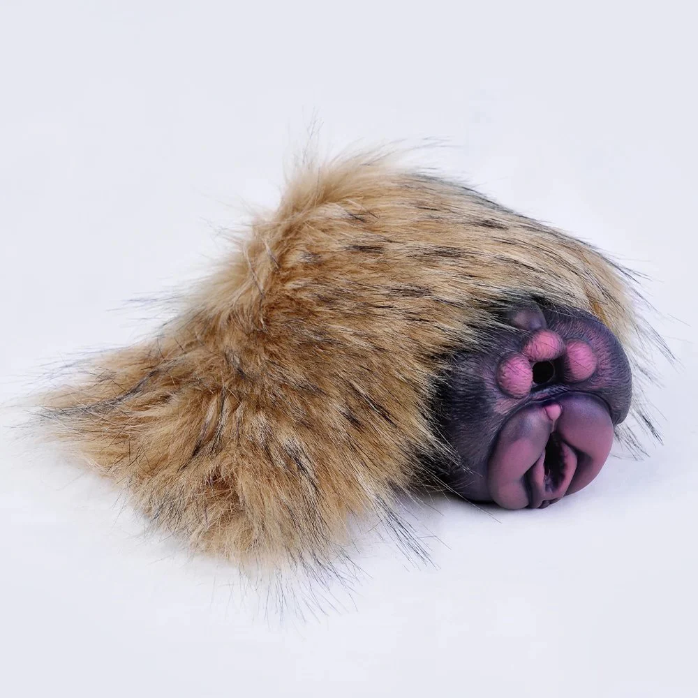 2in1 Realistic Animal Pussy Men Masturbator Soft Silicone Vaginal Anal Channel Fantasy Stroker Toy Fetish With Lifelike Fur