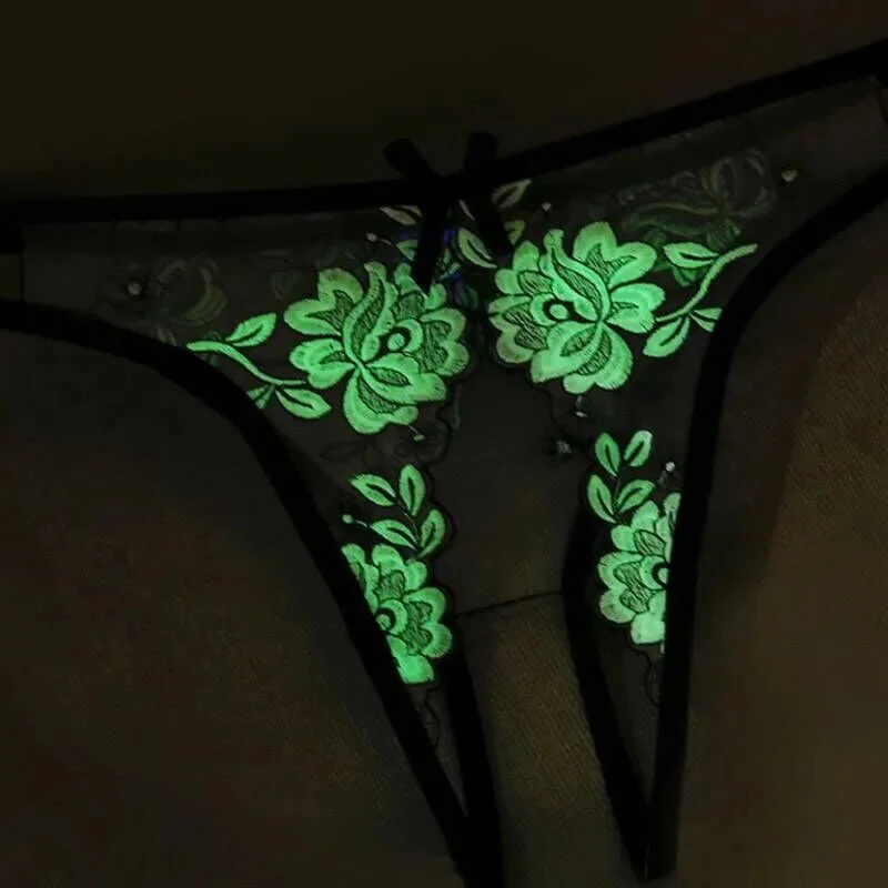 Sex Appeal T-Back Thongs Erotic Transparent Lace Panties Sexy Underwear Luminous Sexy Lingerie