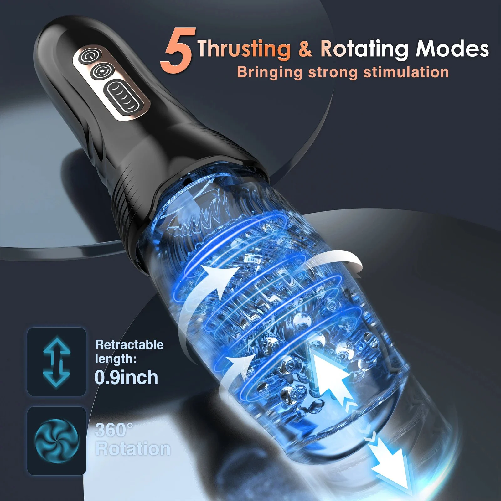 Automatic Male Masturbator with 10 Vibration & 5 Thrusting Rotating Patterns Penis Pump & Stroker Adult Toy
