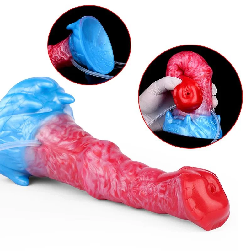 Squirting Inflatable Monster Dildo with Suction Cup Anal Plug Adult Sex Toys Anus Expansion Dildo Prostate Massager for 18+