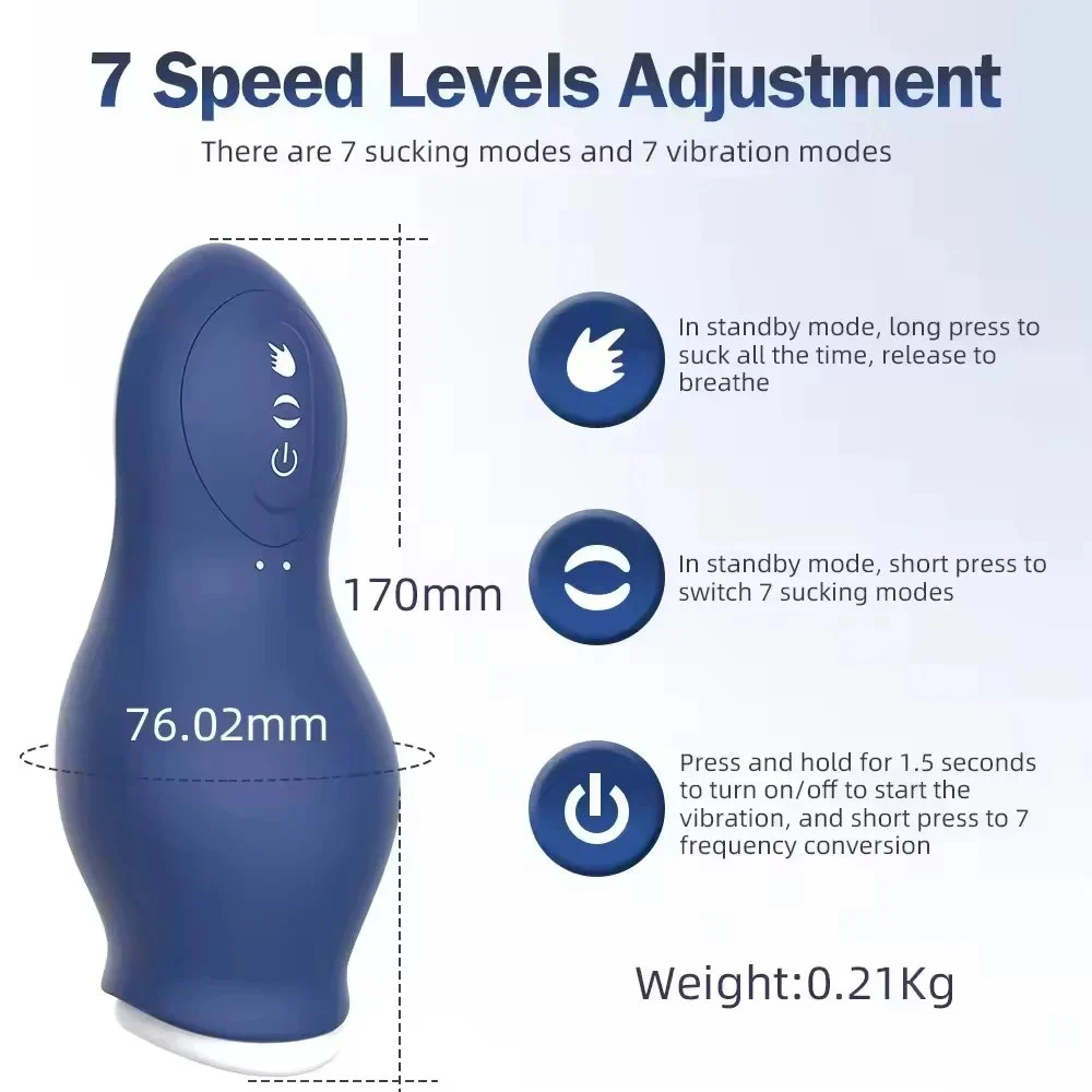 Automatic Sucking Masturbator Cup Male Sex Toy with 7 Suction & Vibration Modes TPE Pocket Pussy for Men Adult