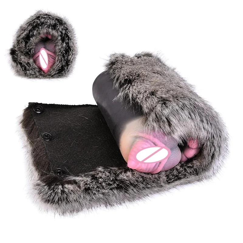 Fantasy Silicone Masturbator With Fur Dual Hole Adult Sex Toys for Men Realistic Vagina Pocket Pussy All-pass Channel
