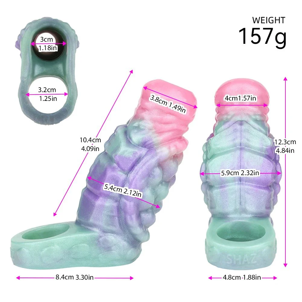 Design Fantasy Penis Sleeve with Tortoiseshell Modeling G-spot Reusable Dildo Sleeve for Men Masturbator