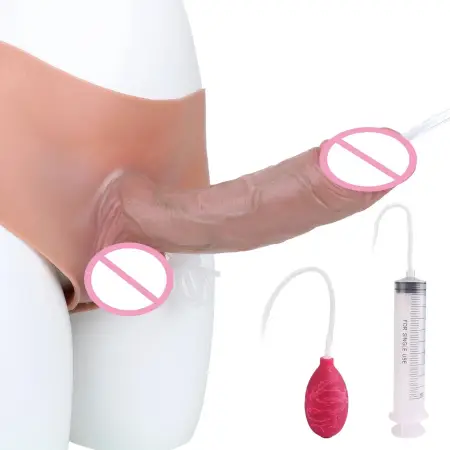 Super Long Realistic Squirting Solid Strap on Dildo Wearable Penis Pants Adult Stimulation Ejaculating Sex Toy for Woman Lesbian