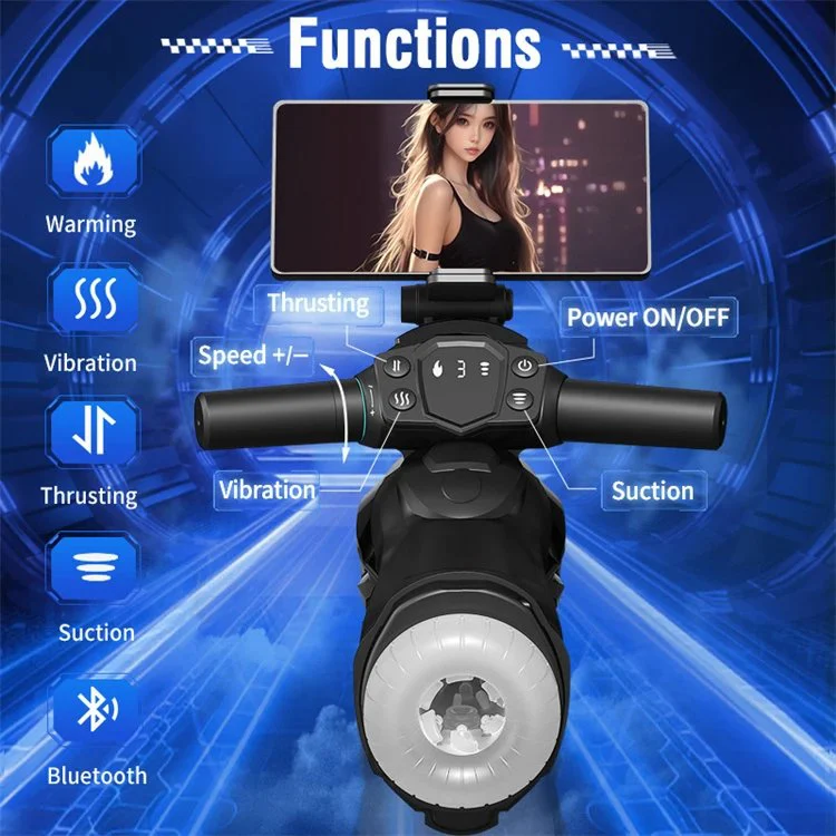 Automatic Suction Vibration Heating Thrusting Masturbation Cup Motorcycle Shaped Electric Masturbation Machine