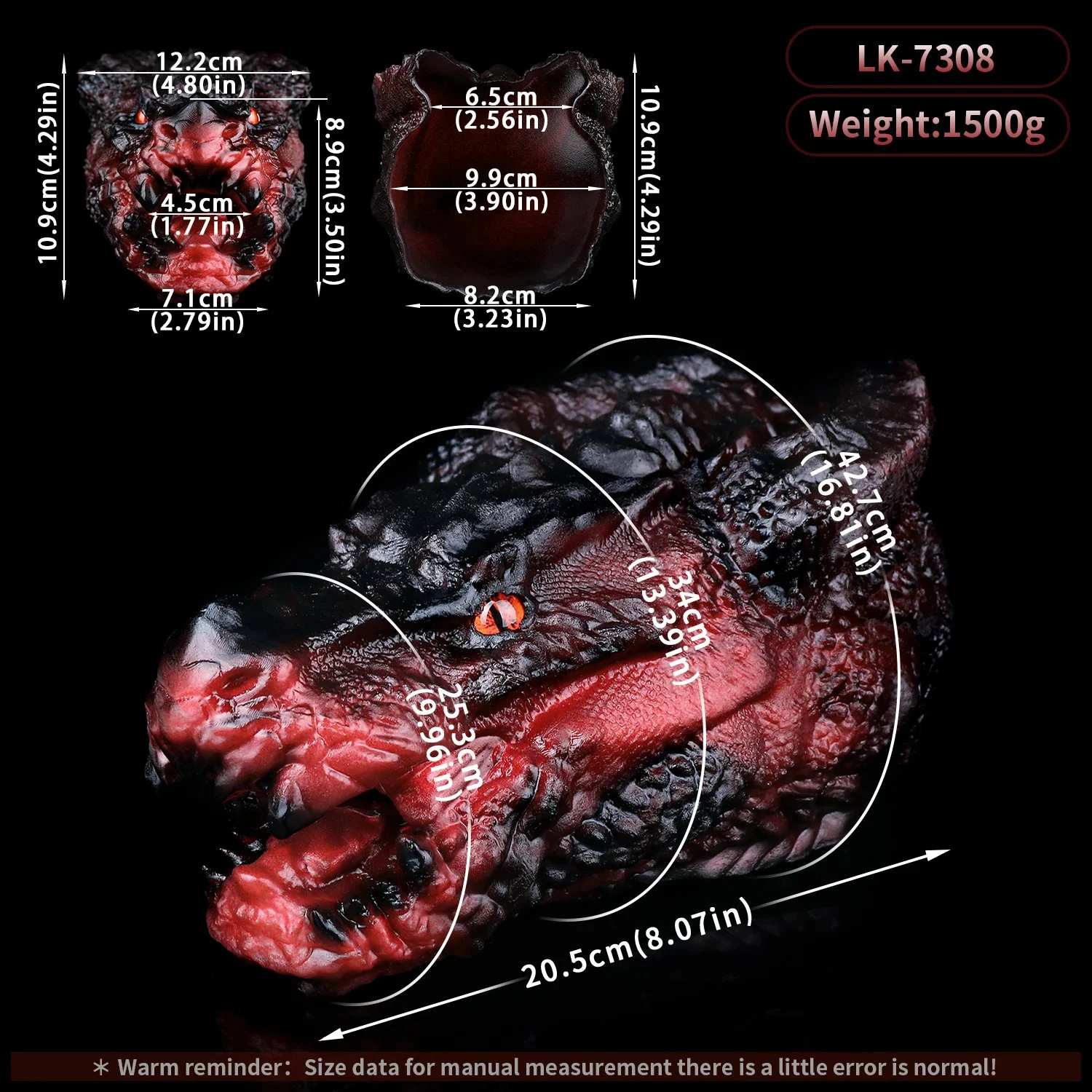Male Masturbators Red Dragon Head Oral Sex Deep Throat Stroker for Men Pocket Pussy Lifelike Animal Masturbator with Teeth