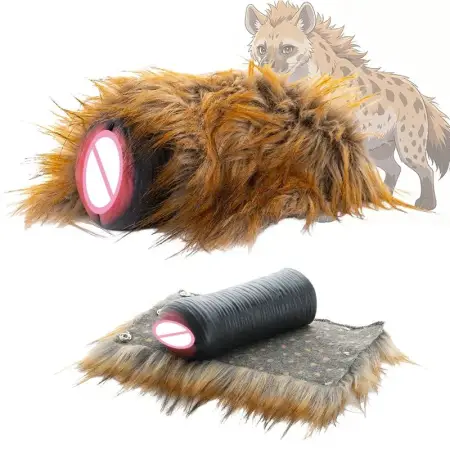 Furry Hyena Silicone Male Masturbator Strong Grip Realistic Feeling Handheld Stroker Style Adult Toy for 18+ with