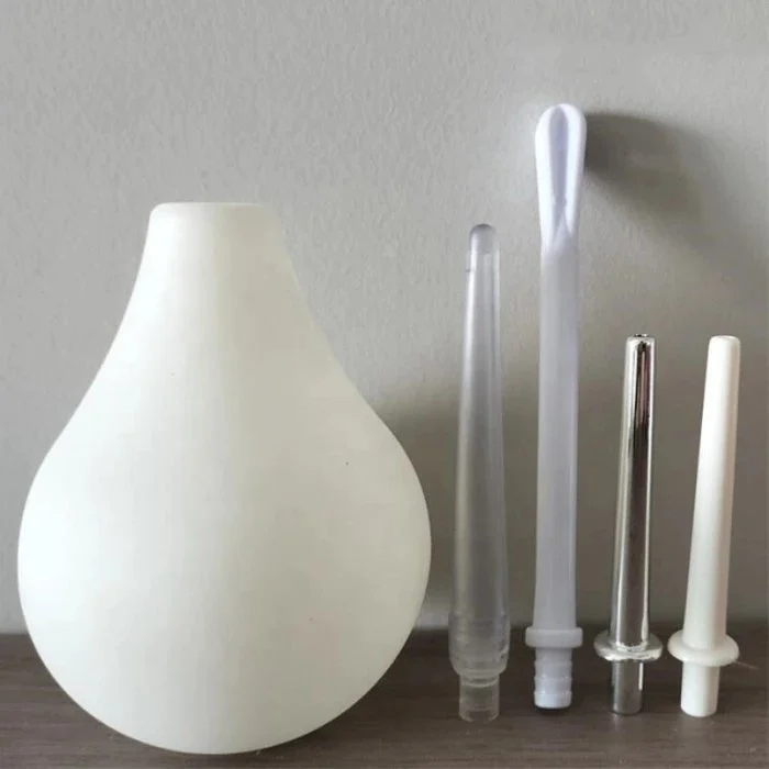Enema Bulb Kit with 3 Silicone Nozzles for Anal and Vaginal Cleansing