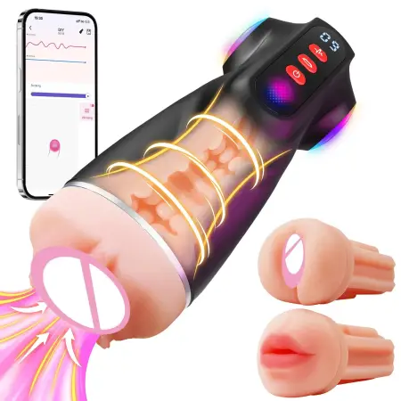 Fully Automatic Male Masturbator Aircraft Cup with Super Tight Vibrating & Stimulating Features APP Interactive Sex Toy