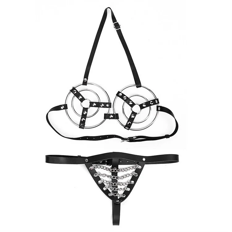 Women Fashion Fetish Cage Bra Full Body Harness Sexy Leather Bondage Lingerie