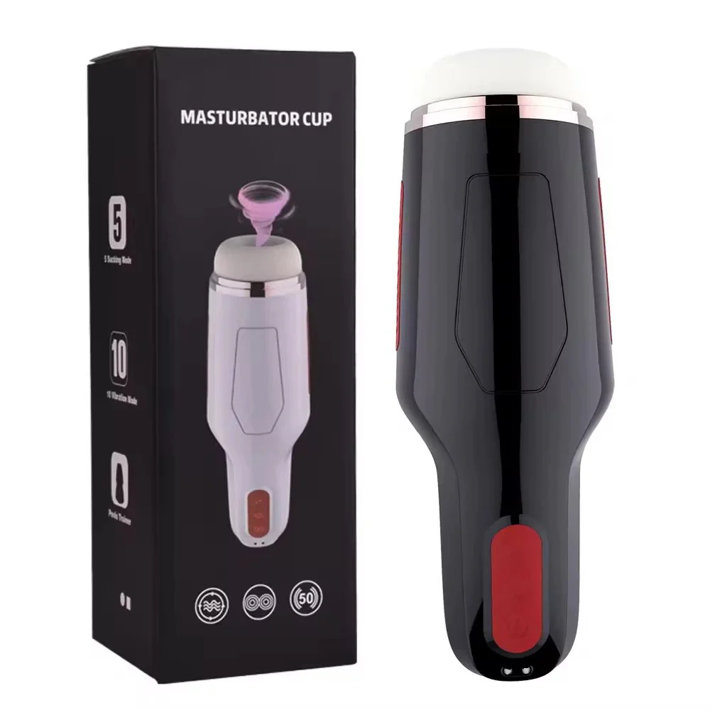 One-Click Burst Adult Sex Toys for Men 10-Freq Vibrating and 5-Freq Clamping Charging Masturbator