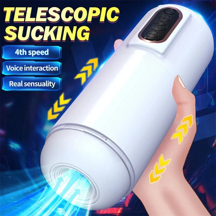 Interactive Voice Sex Toys 4 Speed Vibrating Automatic Telescopic Thrusting Piston Masturbation Cup