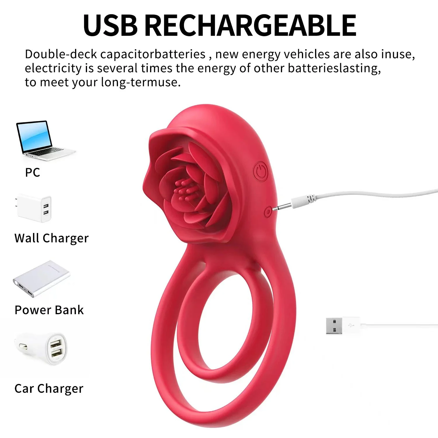 Couple Sex Toys Rose Remote Control Vibrating Men Penis Cock Ring Clitoral Stimulator