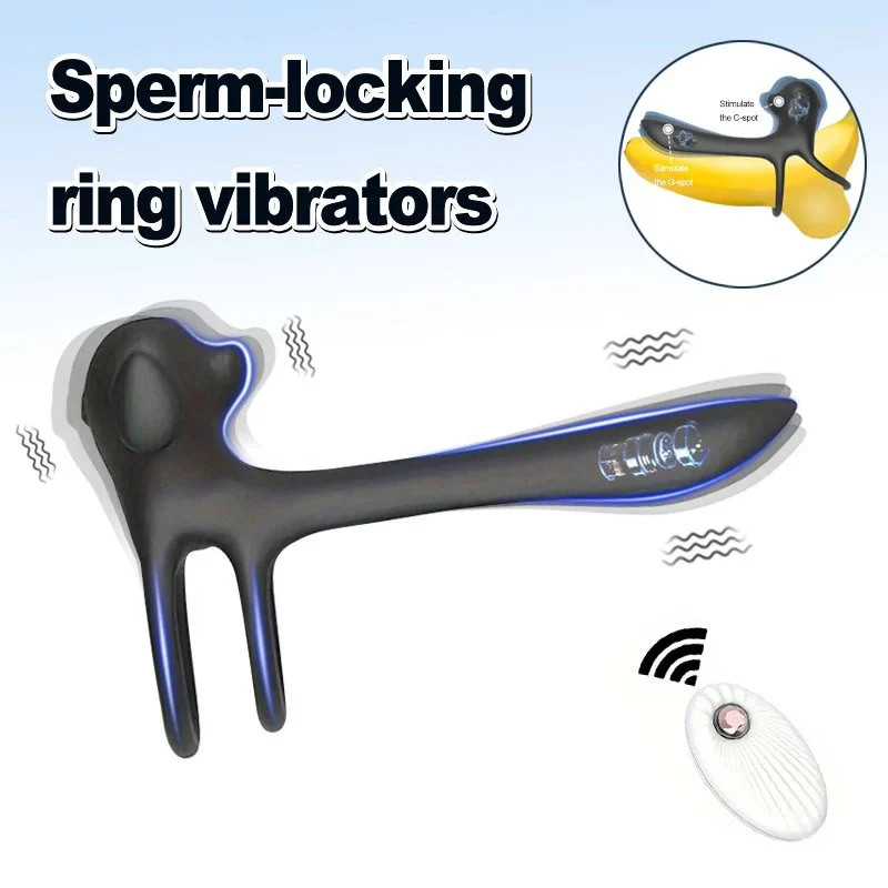 Dual-ring Penis Sleeve for Couples with Vibration and Ejaculation Delay Function Adult Sex Toy