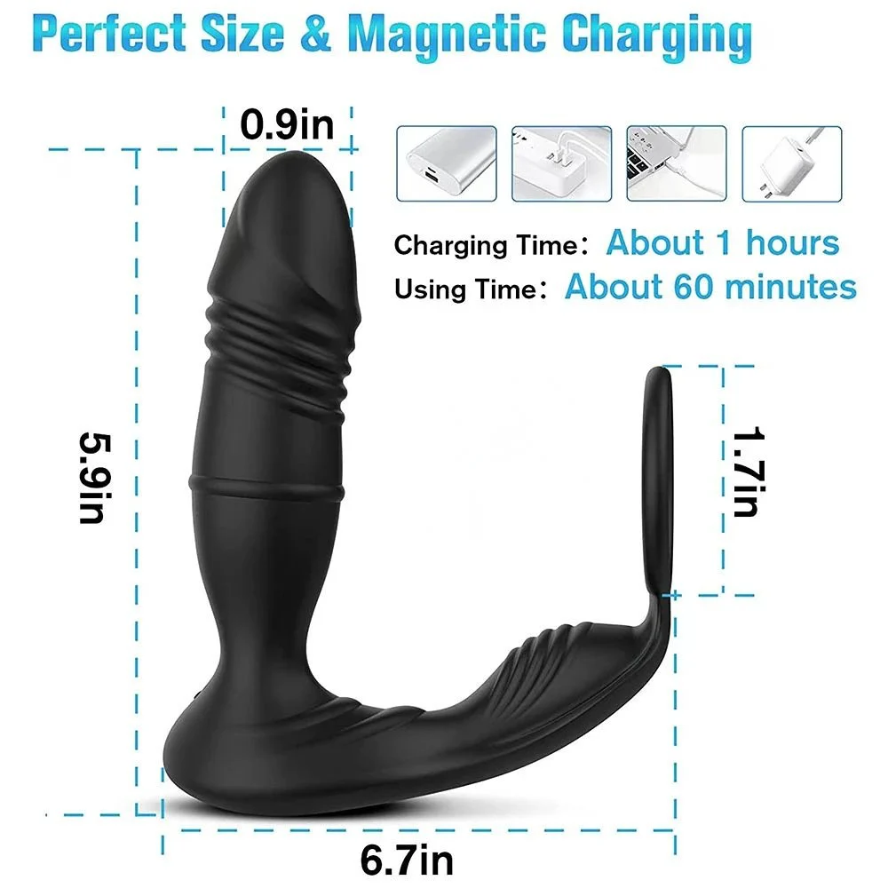 Male Strong Remote Control Prostate Massage Vibrator Telescopic Anal Plug