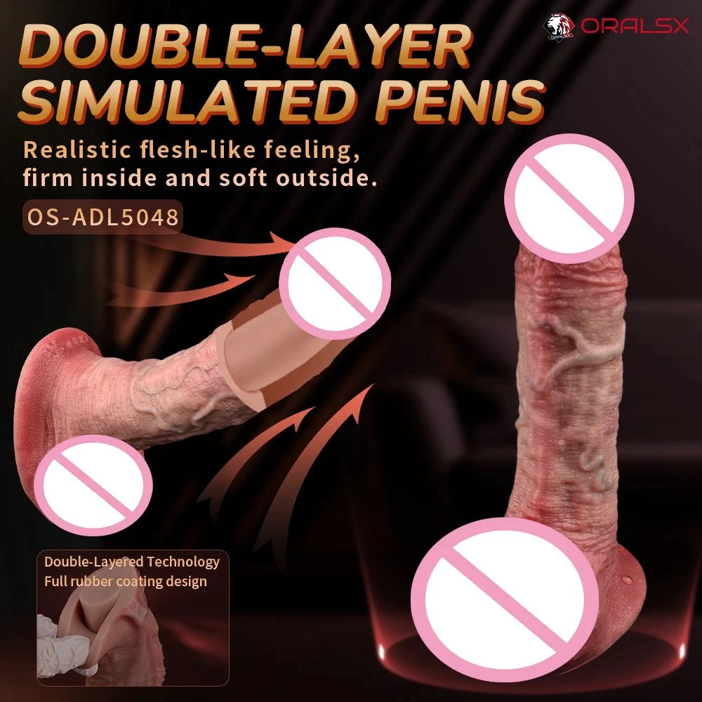 Double-layer Male Dildo with Realistic Skin Color Blood Vessels Suitable for Female Sex Toys Silicone Dildo with Suction Cup