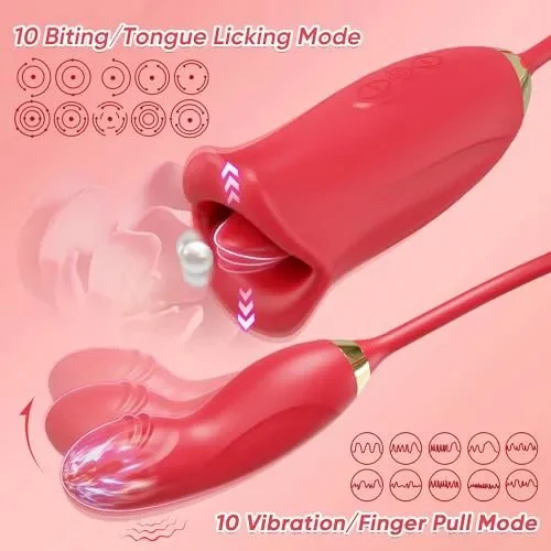 2 in 1 Toy for Women Vibrator Tongue Licker Adult Toys Mouth Lips Vibrator Swinging Modes Nipples Stimulation