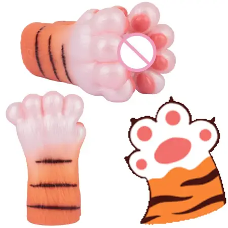 Fantasy Tiger Paw Male Masturbator with Furry Exterior & Realistic Silicone Tunnel Soft Touch Single Channel Toy for Solo Play